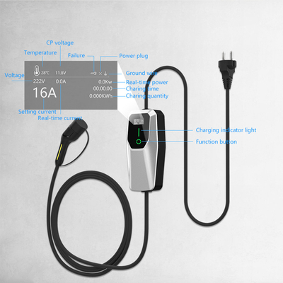 3.5kW 7kW 11kW EV ładowarka Ac Przenośny ładowarka IP65 wodoodporna