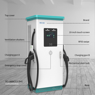 Publiczna stacja ładowania pojazdów elektrycznych na zewnątrz z interfejsem CCS typu 2 CHAdeMO