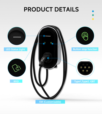 22kw EV Wallbox Charger 3 Phase Typ 2 32a Stacja ładowania dla domów 380v Napięcie wejściowe