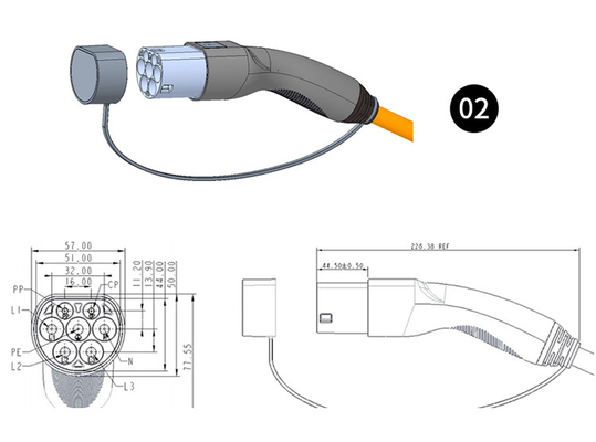 16A-32A Kabel ładowania samochodów dla KIWI EV Przenośne części pojazdów elektrycznych